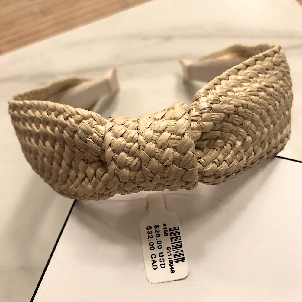 ANTHROPOLOGIE Lydia Wicker Wrap Headband in neutral. One size.